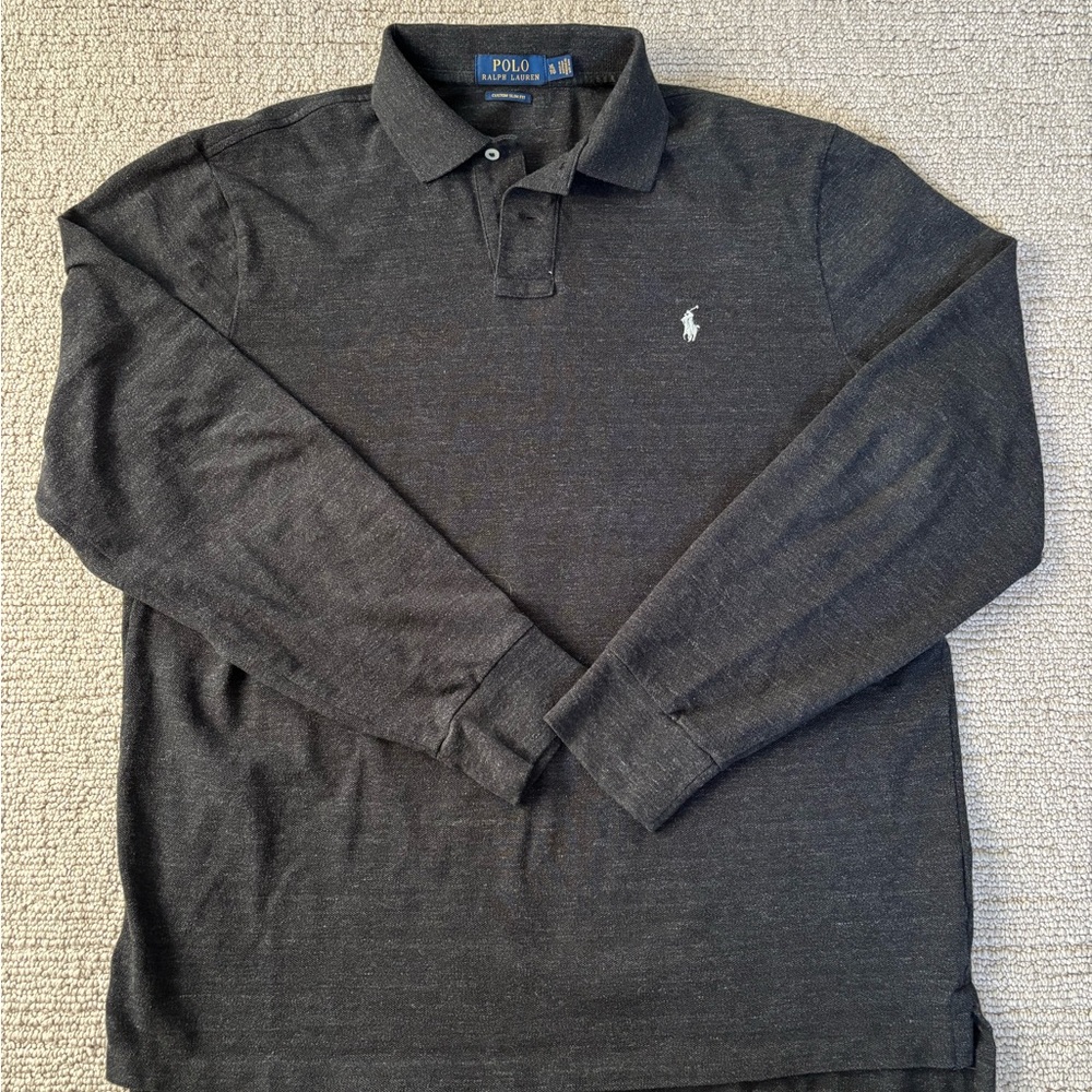 Polo by Ralph Lauren Men's Charcoal Long Sleeve Polo